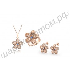 Набор (подвеска+кольцо+серьги) Lovely flowers jewelry set